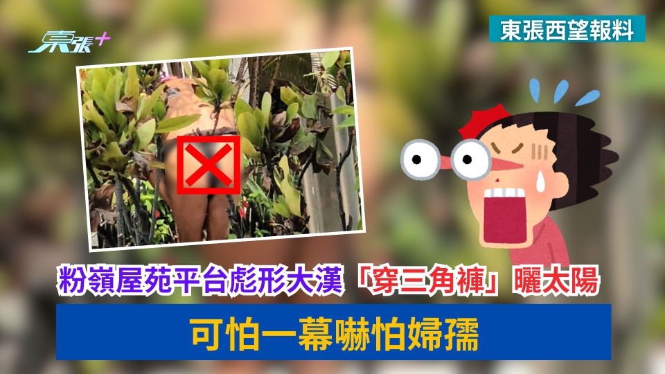 東張西望報料｜粉嶺屋苑平台彪形大漢「穿三角褲」曬太陽　可怕一幕嚇怕婦孺