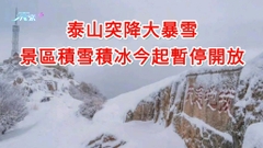 泰山突降大暴雪 景區積雪積冰今起暫停開放