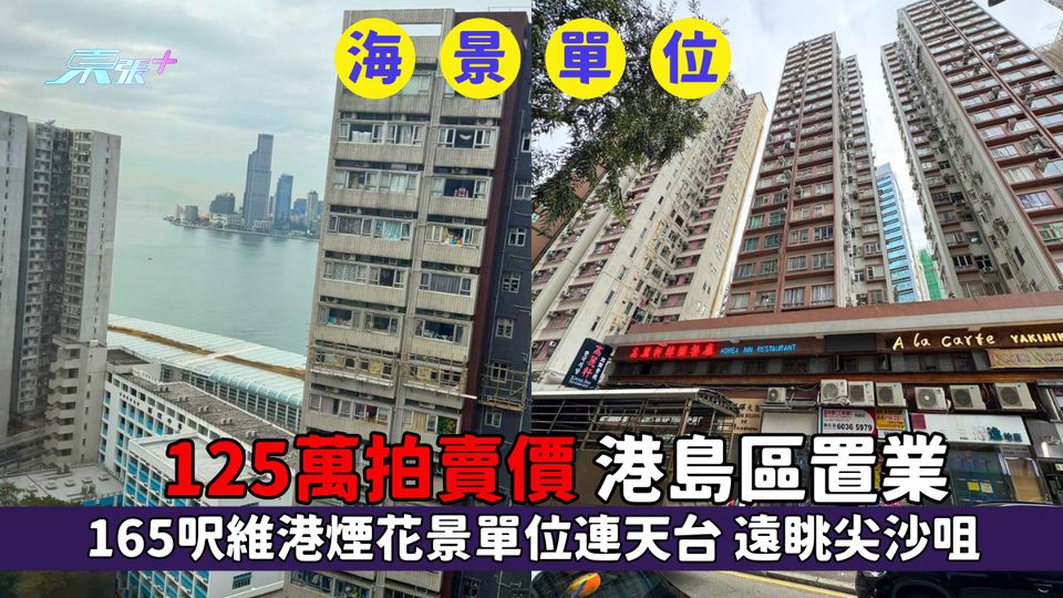 香港樓市｜125萬港島區置業！165呎煙花海景單位連天台
