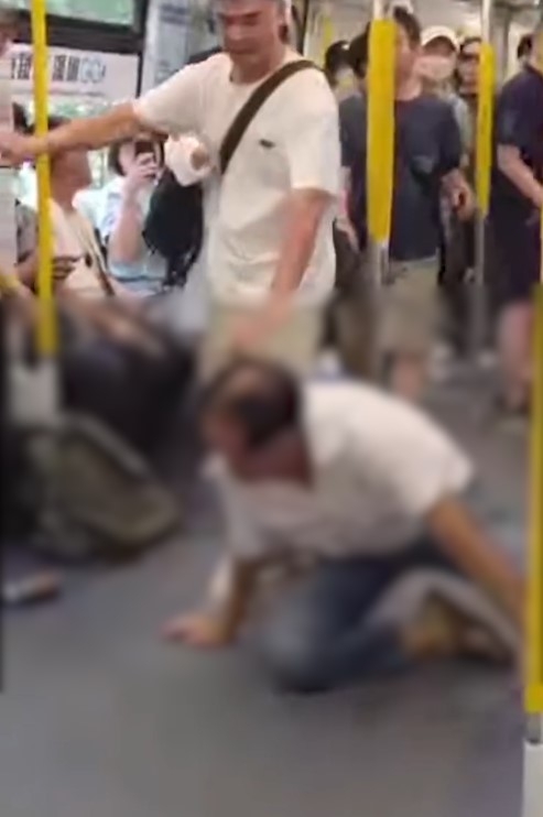 港鐵MMA｜東鐵綫列車變打交擂台，兩男互毆玩武術切磋，乘客勸阻。(IG@hong_kong_gossip_watch_group)