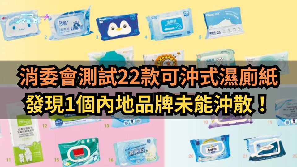 消委會｜22款可沖式濕廁紙測試　發現1個內地品牌未能沖散！