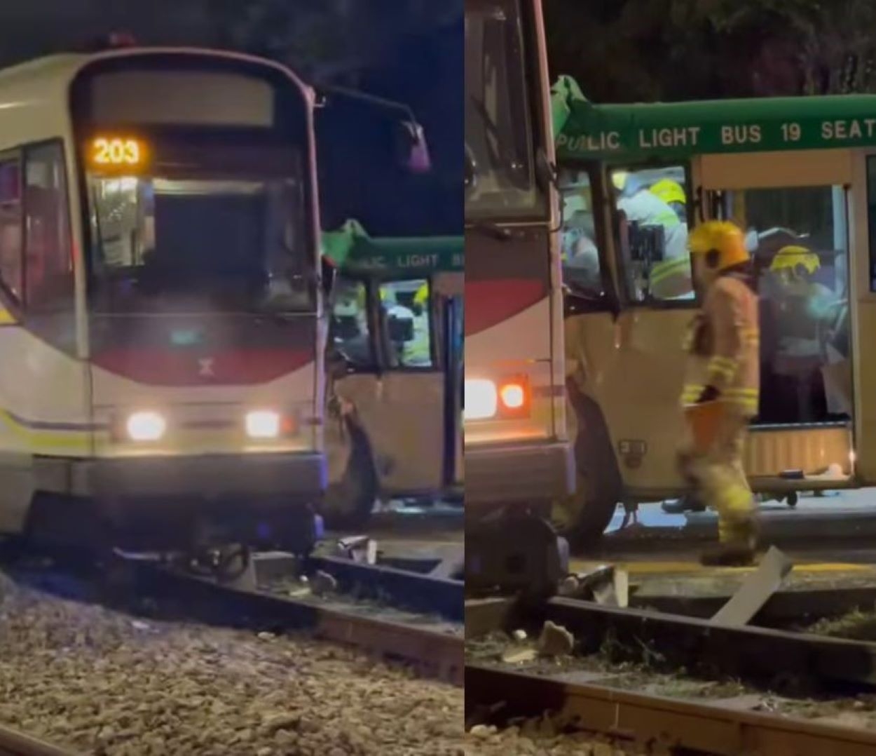 屯門青麟路輕鐵與小巴凌晨相撞　13人受傷疑「睇錯燈」釀禍