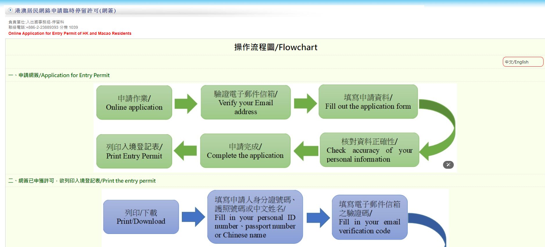 (新)台灣的內政部移民署的網簽系統，亦已取消早前有關「彩色列印提醒」的走馬燈告示。
