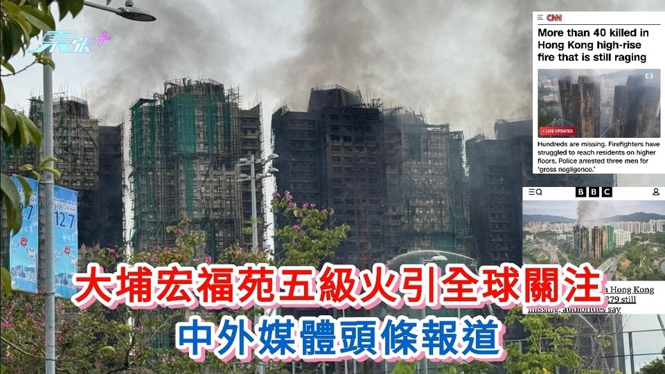大埔宏福苑五級火丨引起全球關注 中外媒體頭條報道
