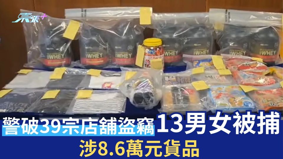 警破39宗店舖盜竊　13男女被捕　涉8.6萬元貨品 