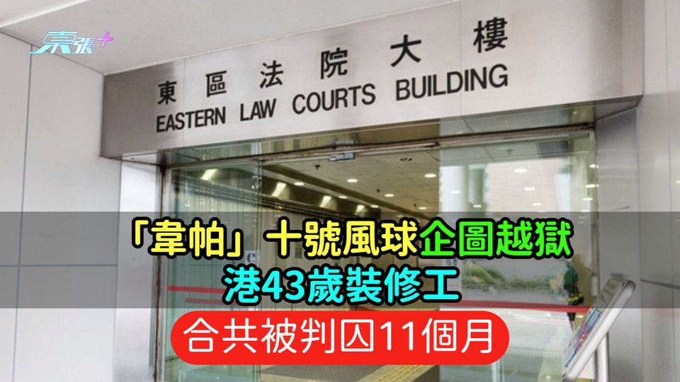 「韋帕」十號風球企圖越獄 港43歲裝修工  合共被判囚11個月
