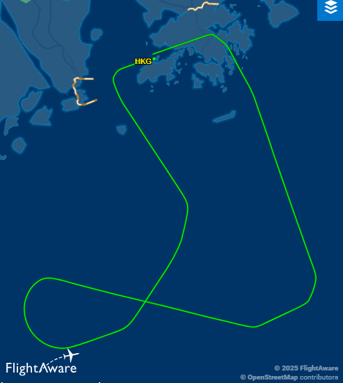飛行約1小時19分後重新降落本港