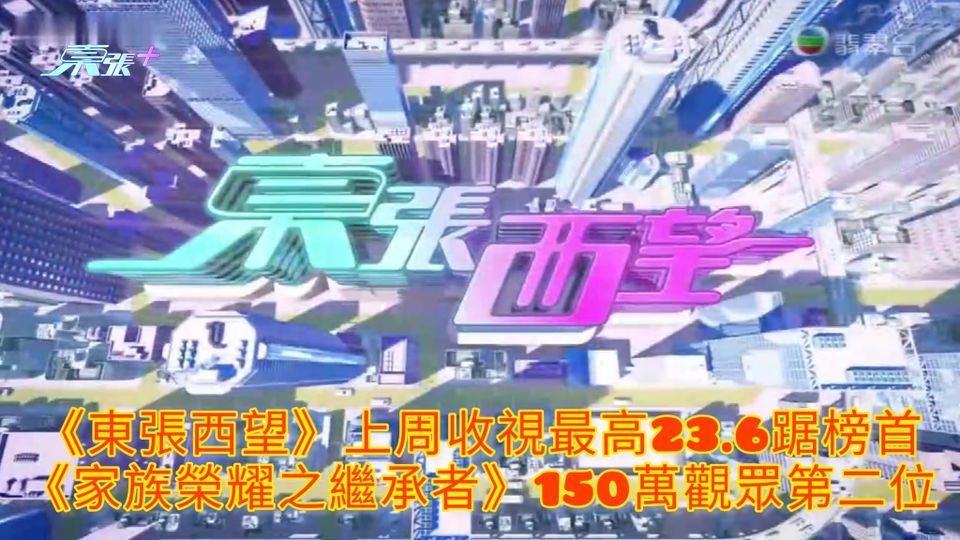 《東張西望》上周收視最高23.6踞榜首 《家族榮耀之繼承者》150萬觀眾第二位