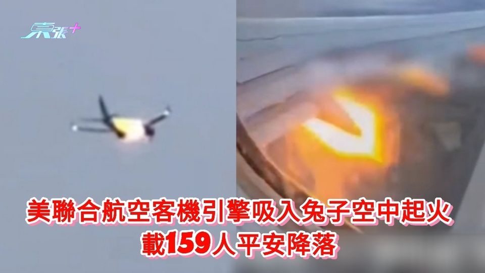 有片丨美聯合航空客機引擎吸入兔子空中起火 載159人平安降落