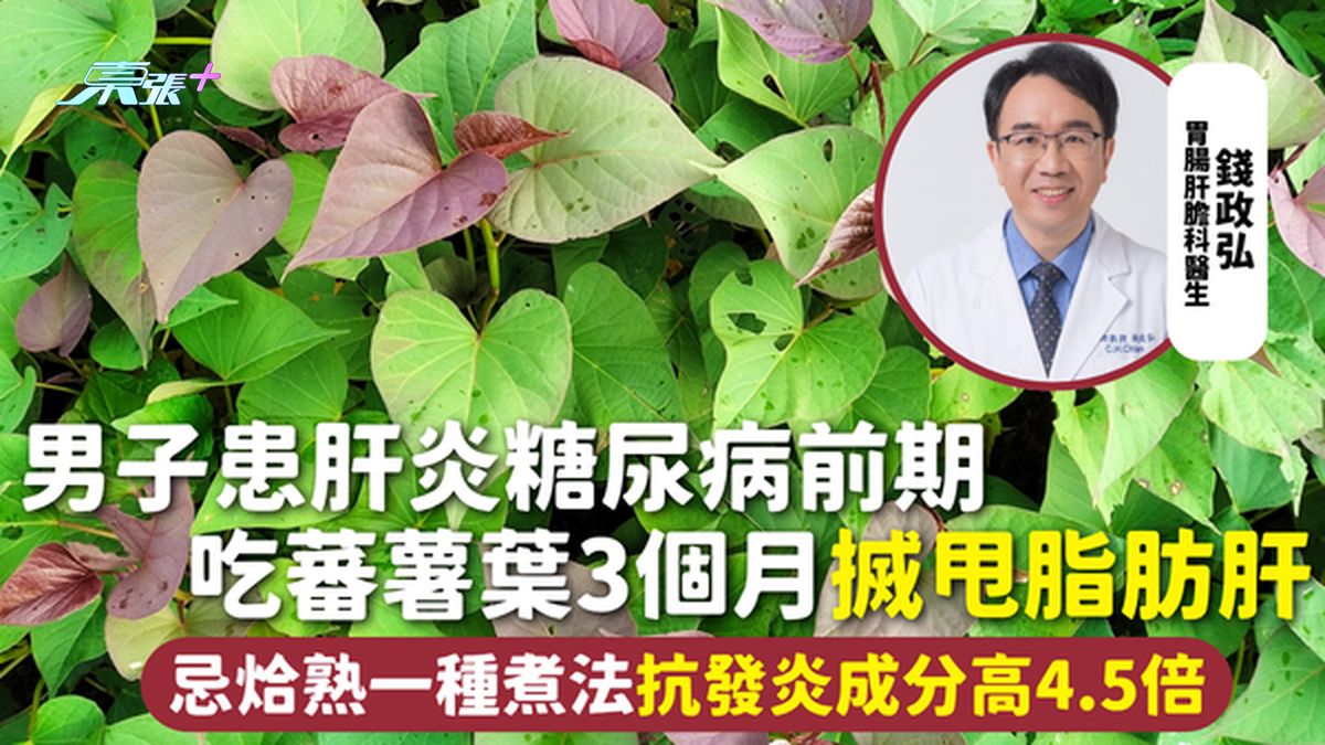 脂肪肝｜男子患肝炎糖尿病前期 吃蕃薯葉3個月搣甩脂肪肝 忌烚熟一種煮法抗發炎成分高4.5倍