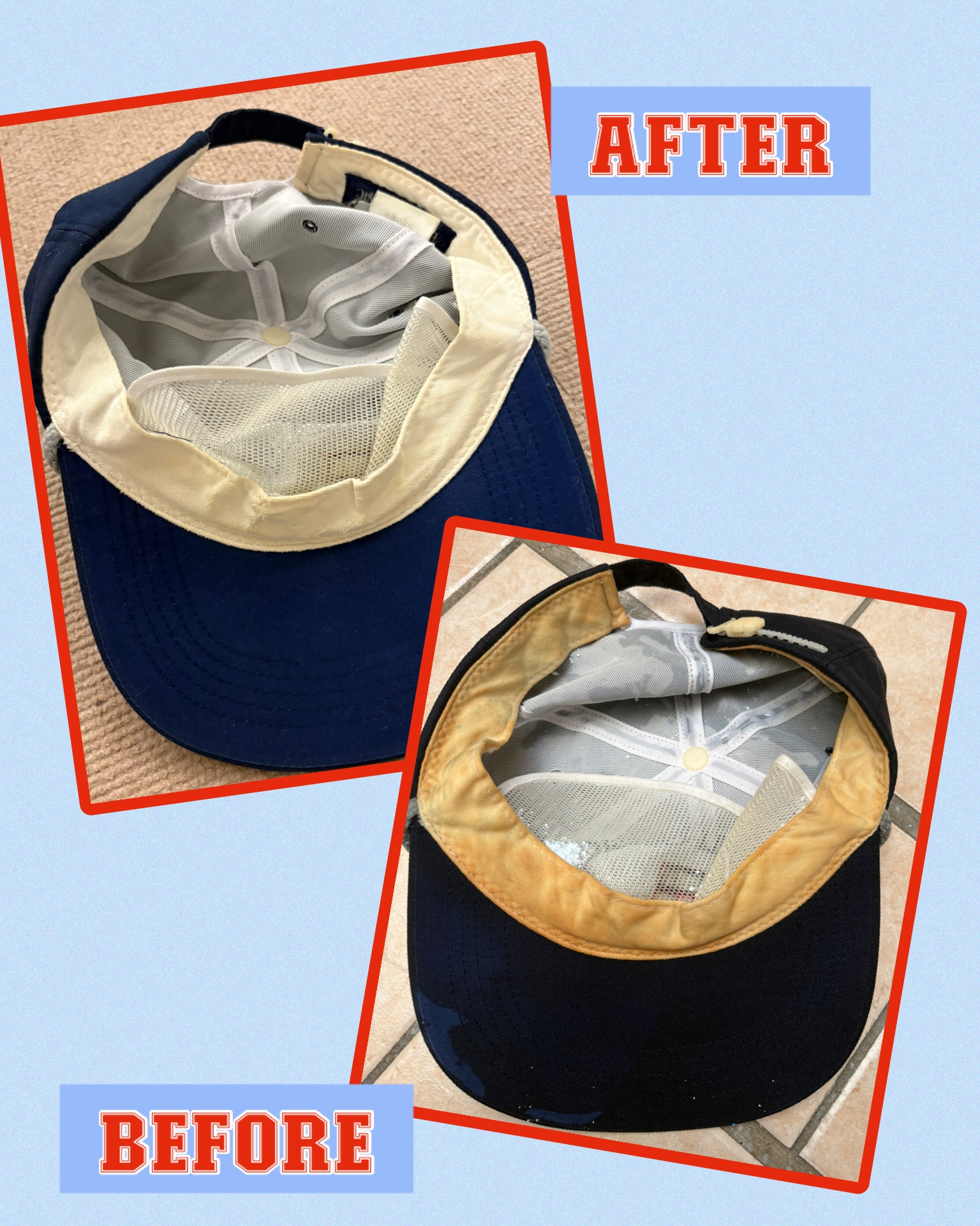 May be an image of hat and text that says 'AFTER BEFORE'