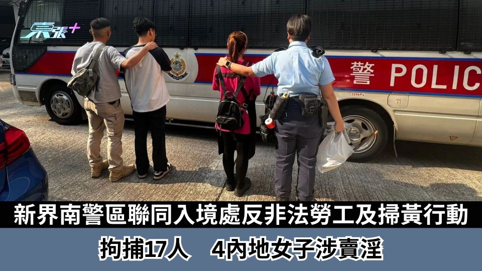新界南警區聯同入境處反非法勞工及掃黃行動　拘捕17人　4內地女子涉賣淫