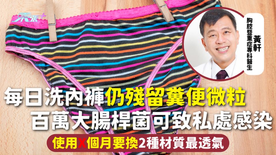 內褲衛生 | 每日洗內褲仍殘留糞便微粒 百萬大腸桿菌可致私處感染 使用X個月2種材質最透氣