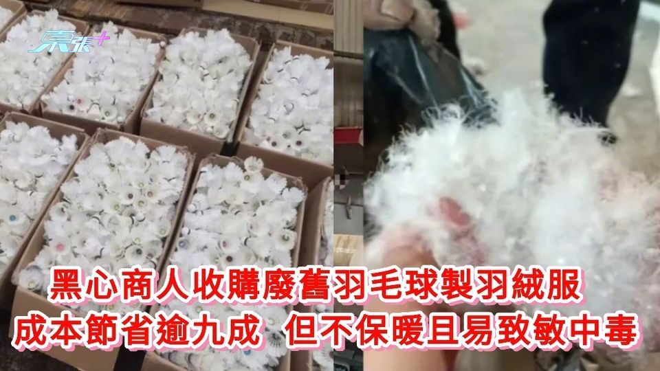黑心商人收購廢舊羽毛球製羽絨服  成本節省逾九成 但不保暖且易致敏中毒