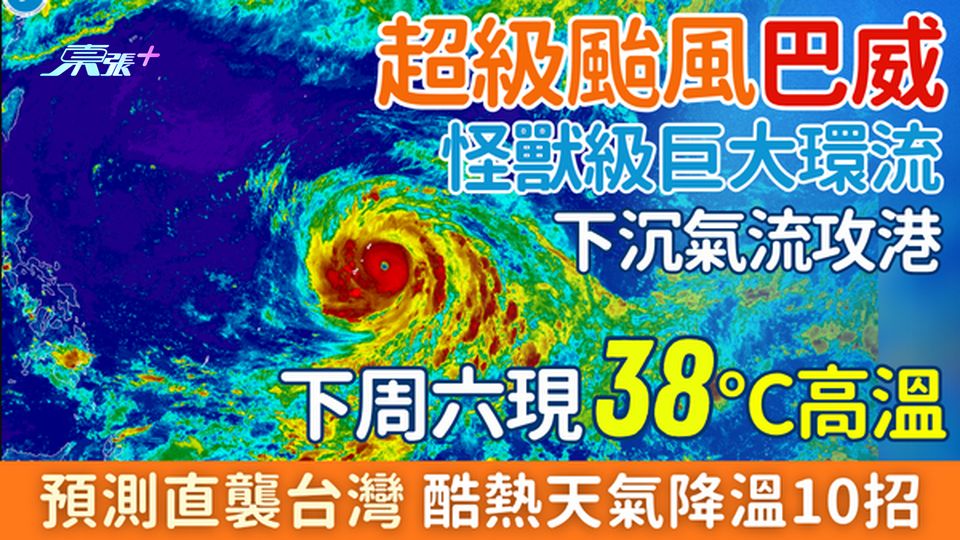 超級颱風「巴威」怪獸級巨大環流 預測直襲台灣 下沉氣流攻港 7.11現38℃高溫 即睇降溫10招