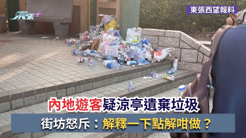 東張西望報料｜內地遊客疑涼亭遺棄垃圾　街坊怒斥：解釋一下點解咁做？