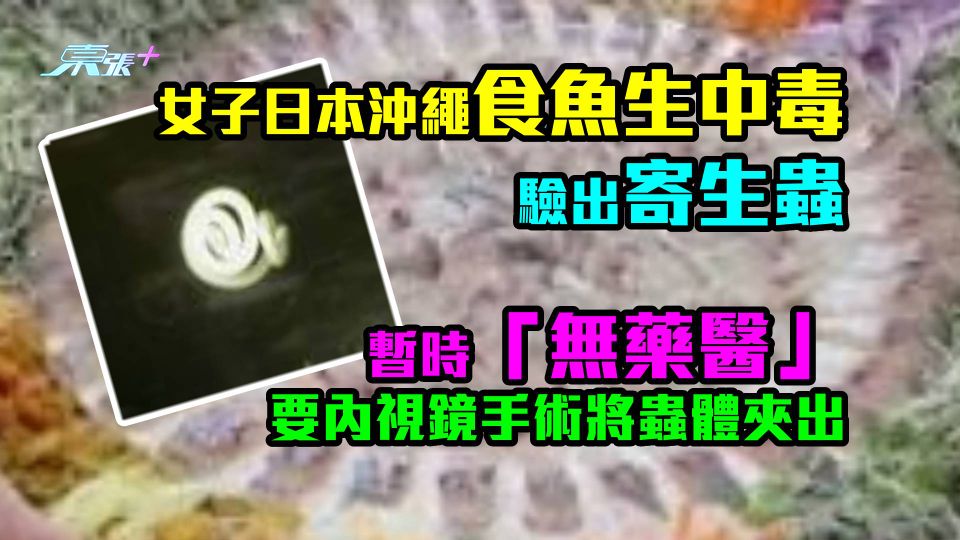 女子日本沖繩食魚生中毒驗出寄生蟲　暫時「無藥醫」要內視鏡手術將蟲體夾出