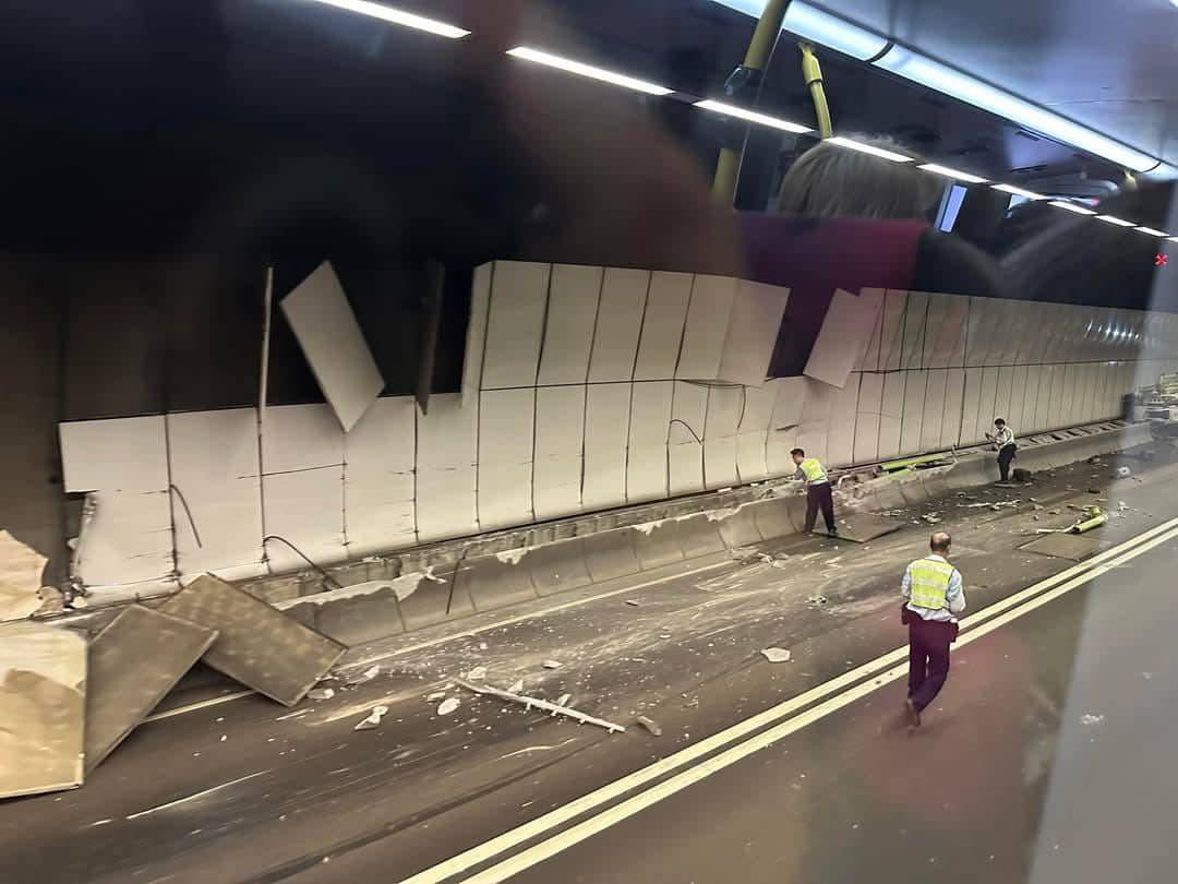 尖山隧道車禍。(網上圖片／FB@Bosco Chu)