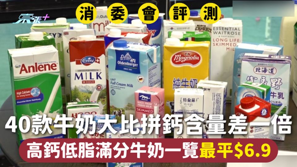 消委會牛奶 | 40款牛奶大比拼鈣含量差一倍 高鈣低脂滿分牛奶一覽最平$6.9