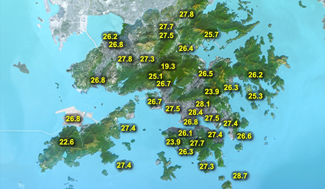 預測今日最高約28度