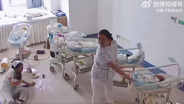 ▲緬甸發生規模8.2強震，鄰近的雲南也劇烈搖晃，2名護理師堅守崗位守護寶寶。（圖／翻攝自微薄）