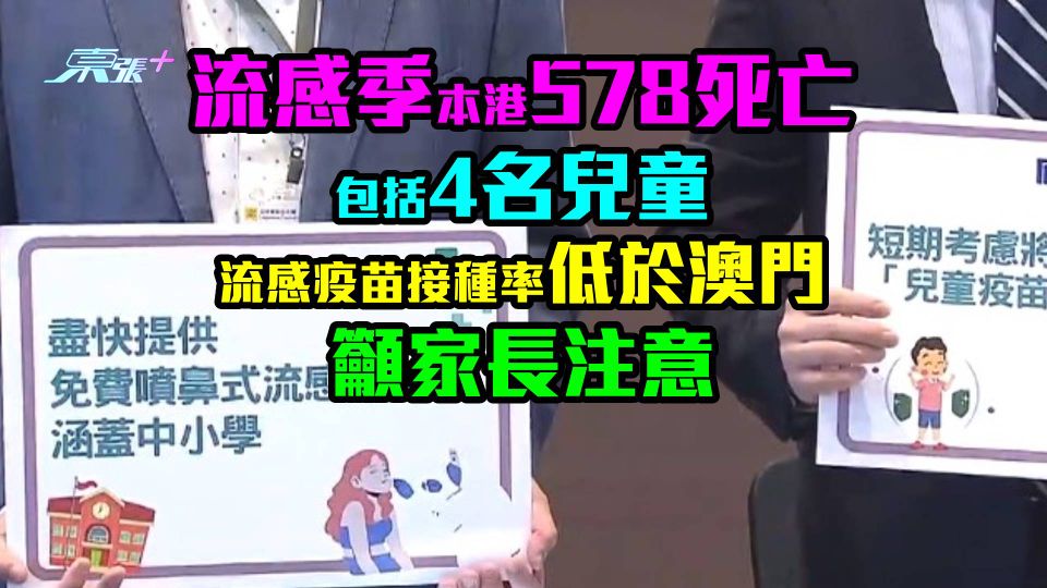 流感季578死亡包括4名兒童　本港流感疫苗接種率低於澳門　籲家長注意