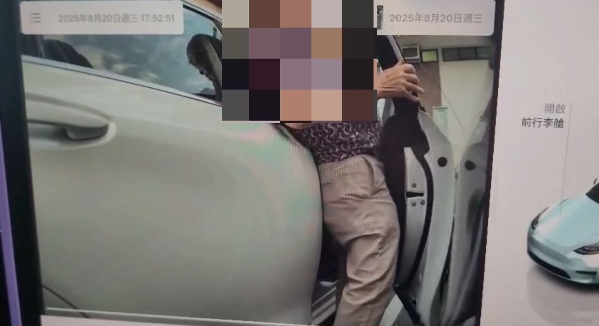 車Cam直擊｜阿叔千辛萬苦行出車門原來為隨地小便，過程全被拍下。（網上影片截圖）