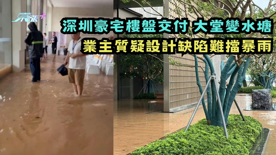 有片 | 深圳豪宅樓盤交付 大堂變水塘 業主質疑設計缺陷難擋暴雨