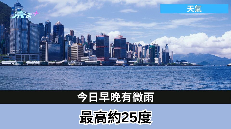 天氣｜天文台：今日早晚有微雨　最高約25度