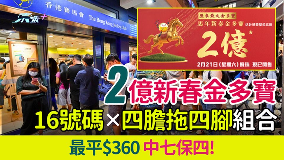 六合彩攻略｜2億新春金多寶 六合彩達人強哥16號碼四膽拖四腳組合 最平$360中七保四