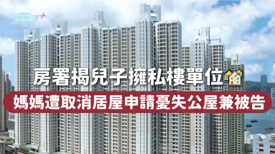 房署揭兒子擁私樓單位🏘️ 媽媽遭取消居屋申請憂失公屋兼被告