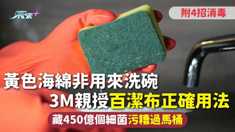 百潔布 | 黃色海綿非用來洗碗 3M親授百潔布正確用法 藏450億個細菌污糟過馬桶+4招消毒