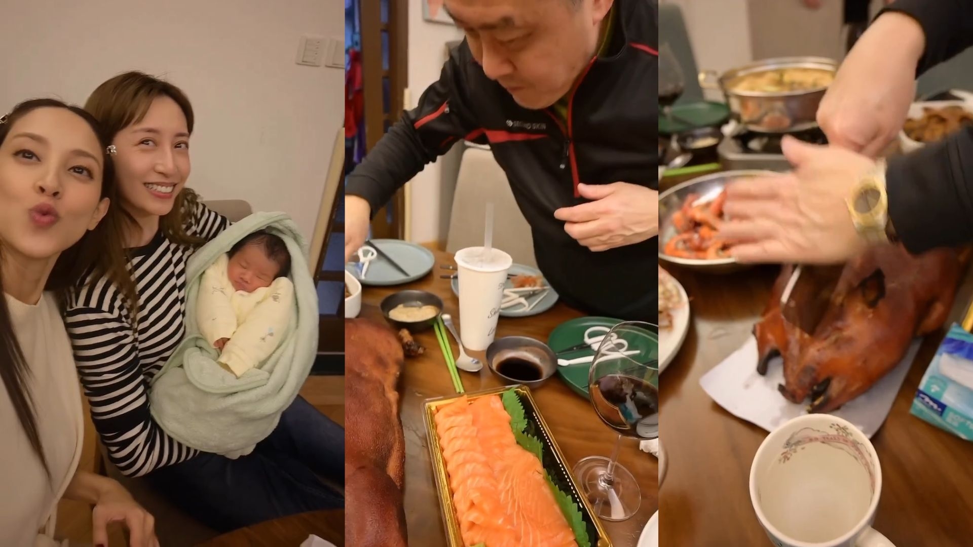 片中見陳爸爸切乳豬。