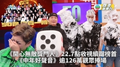  TVB收視丨《開心無敵獎門人》22.7點收視續踞榜首 《中年好聲音》逾126萬觀眾捧場