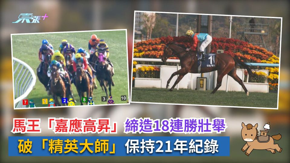 馬王「嘉應高昇」締造18連勝壯舉　破「精英大師」保持21年紀錄