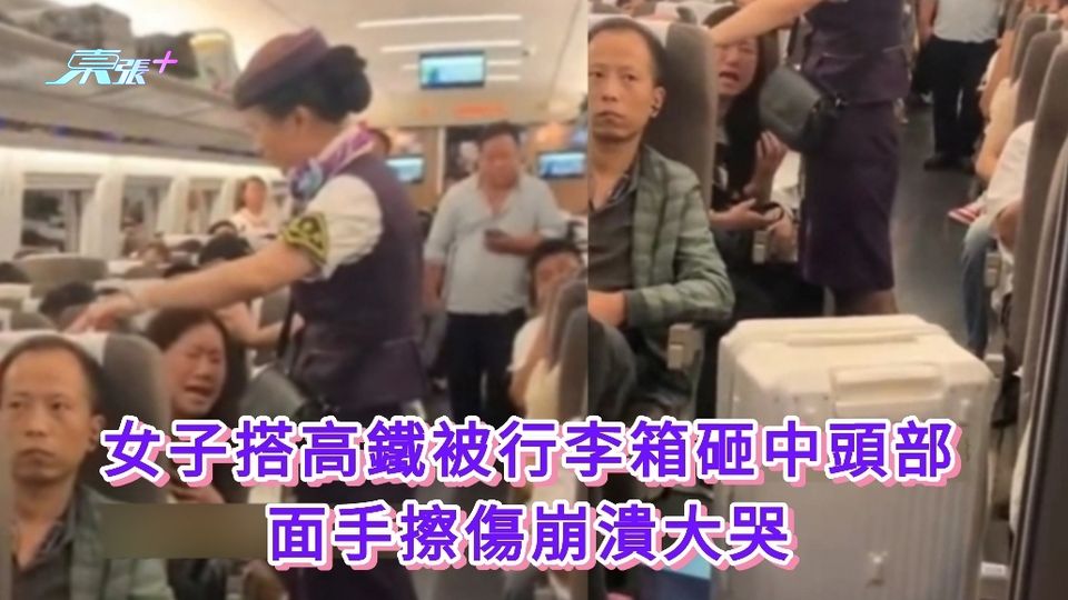 有片｜女子搭高鐵被行李箱砸中頭部 面手擦傷崩潰大哭