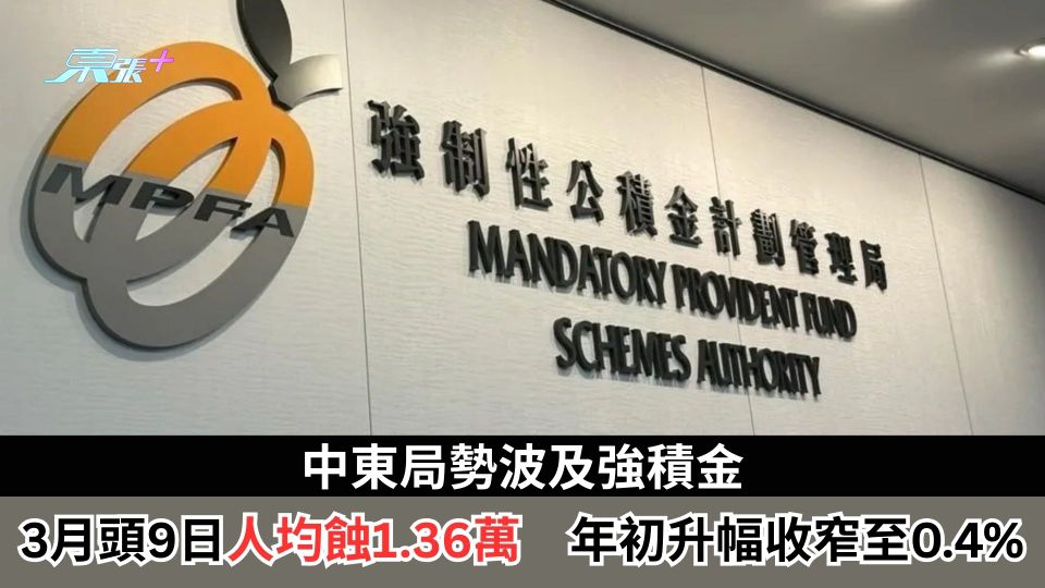 中東局勢波及強積金　GUM：3月首9天人均蝕1.36萬　年初升幅收窄至0.4%