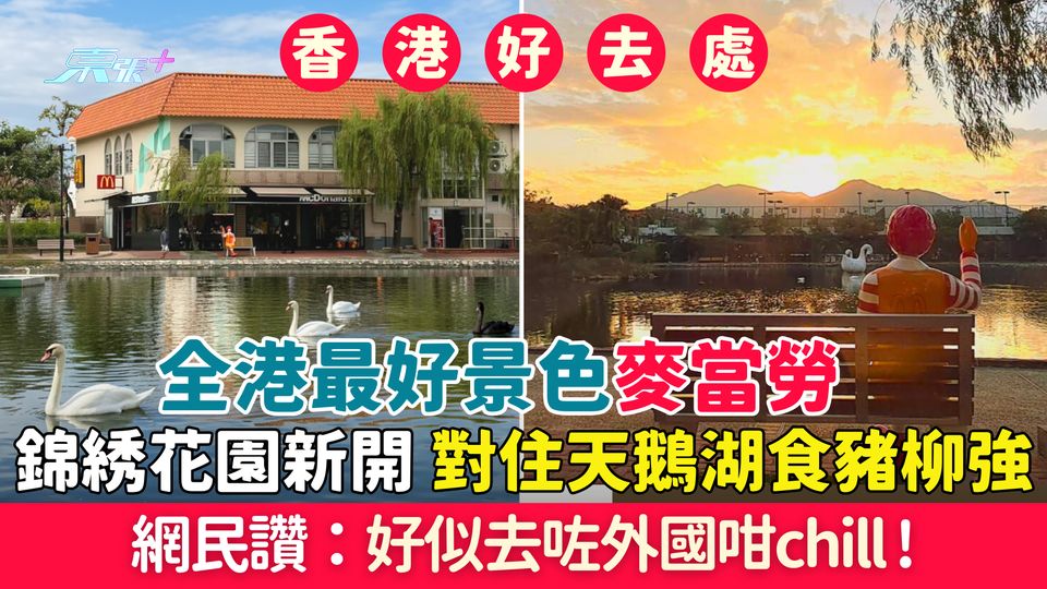 香港好去處｜全港最好景色麥當勞！錦綉花園新開 對住天鵝湖食豬柳強 網民讚：好似去咗外國咁chill