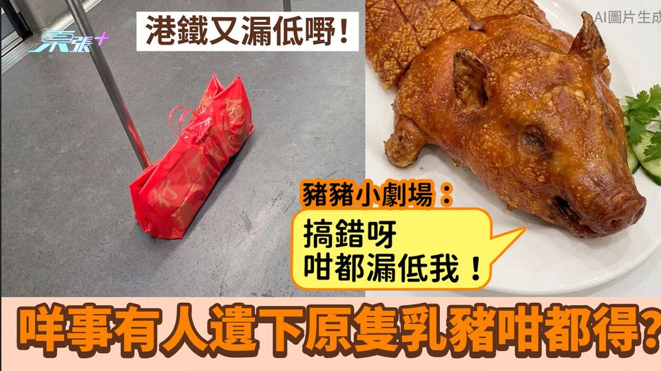 港鐵又漏低嘢！咩事有人遺下原隻乳豬咁都得？可憐豬豬小劇場：搞錯呀咁都漏低我！