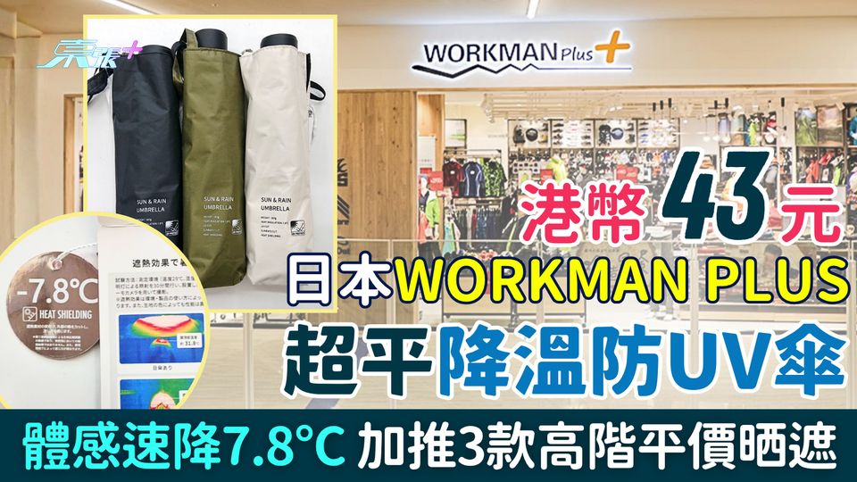遊日必買降溫神器｜港幣43元日本WORKMAN PLUS超平降溫防UV傘 體感速降7.8°C