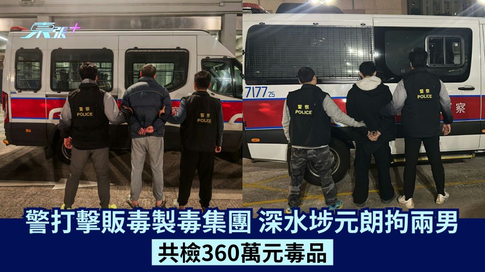 警打擊販毒製毒集團 深水埗元朗拘兩男 共檢360萬元毒品
