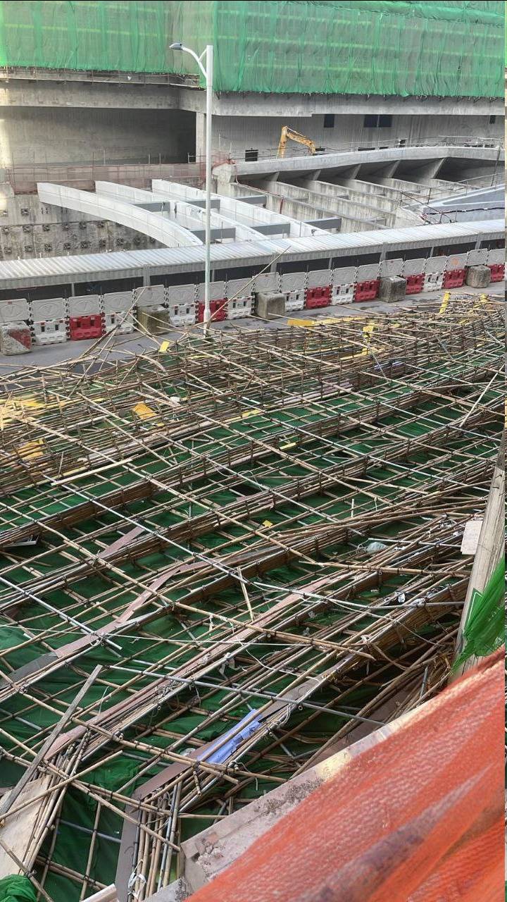 啟德醫院地盤冧棚架。(東張+)