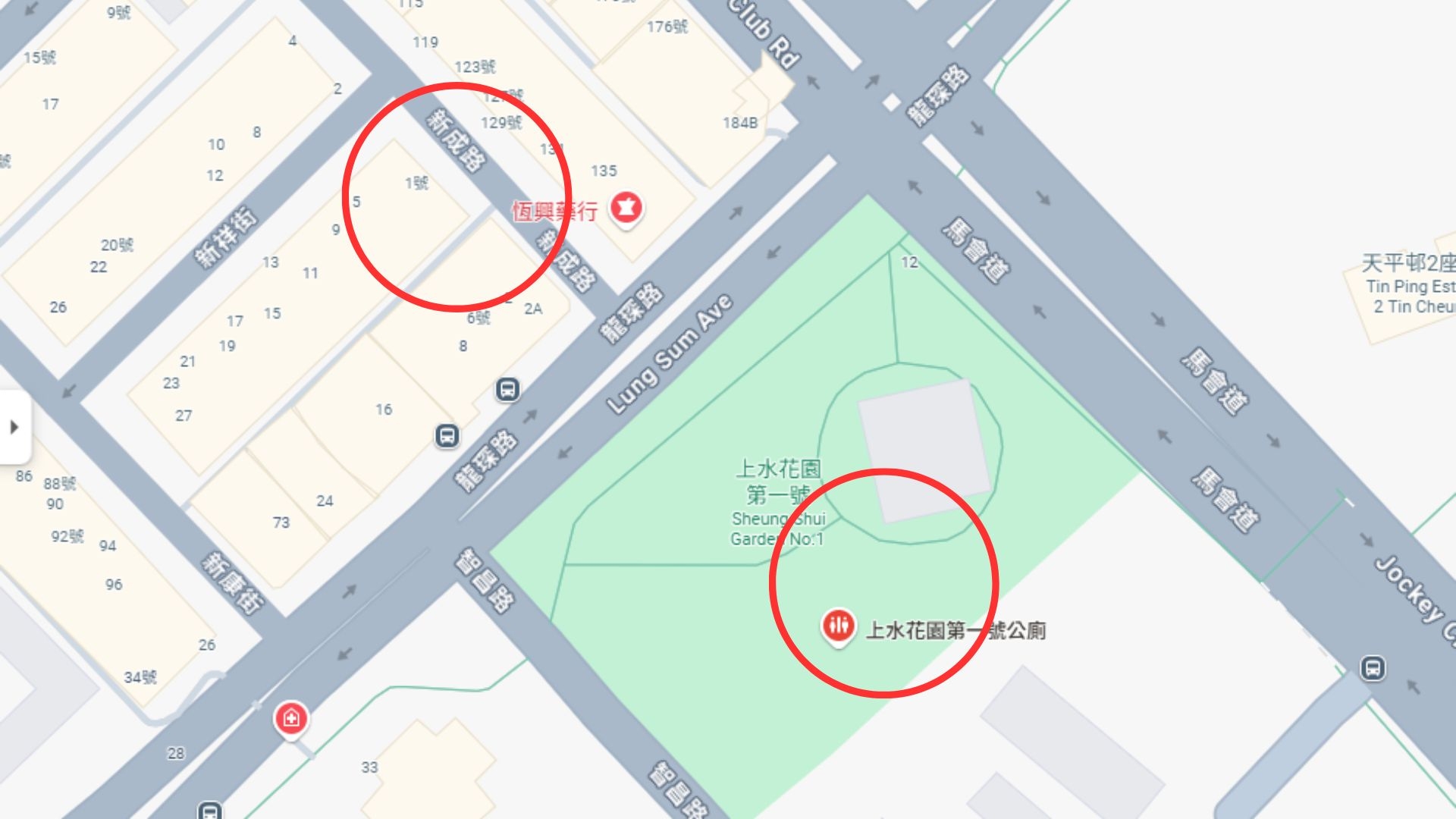 「東張+」翻查資料，前走轉彎約100米，其實已有公廁。(Google地圖)