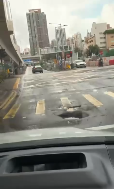 有片｜3號幹線連翔道行車路驚現「大窿」