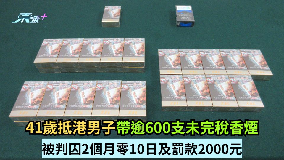 41歲抵港男子帶逾600支未完稅香煙　被判囚2個月及罰2000元