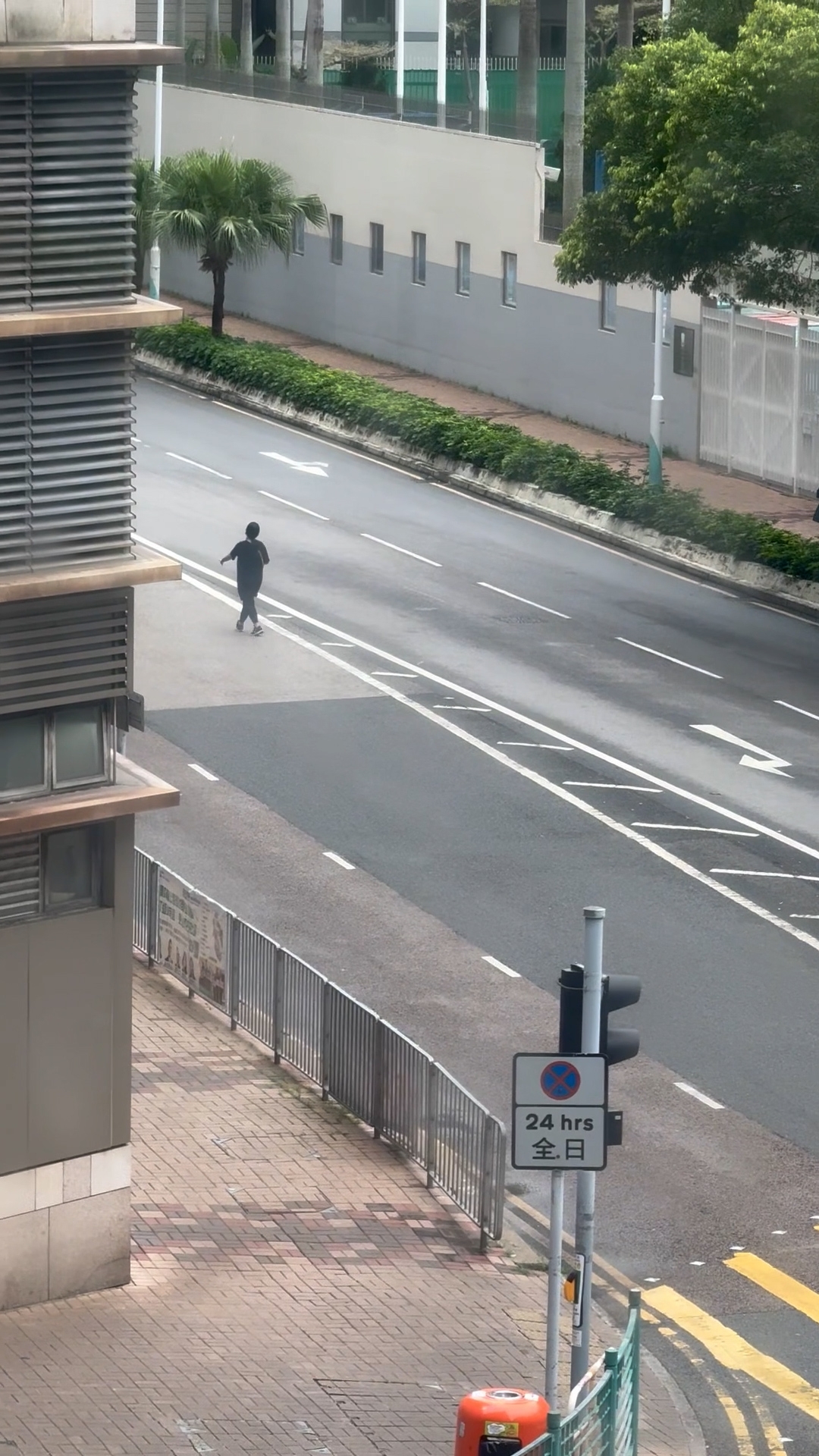涉事女子曾在行車線上走動，亦有站在馬路的多個不同位置。（報料觀眾提供影片截圖）
