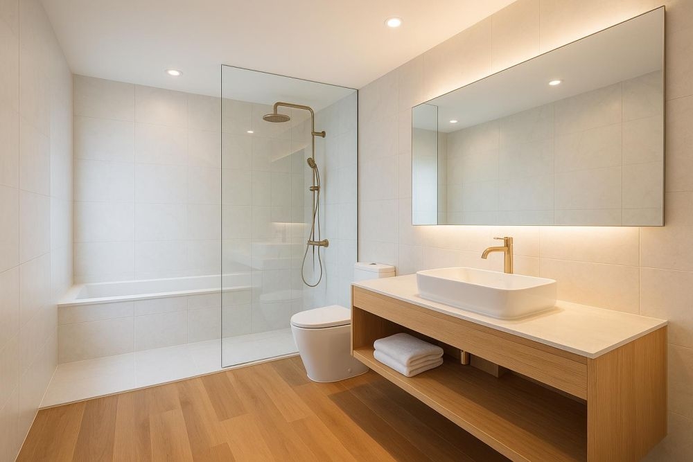 小浴室想有五星級飯店感？2025最新磁磚配色搭法，空間質感翻3倍、設計師激推這3色- 100室內設計