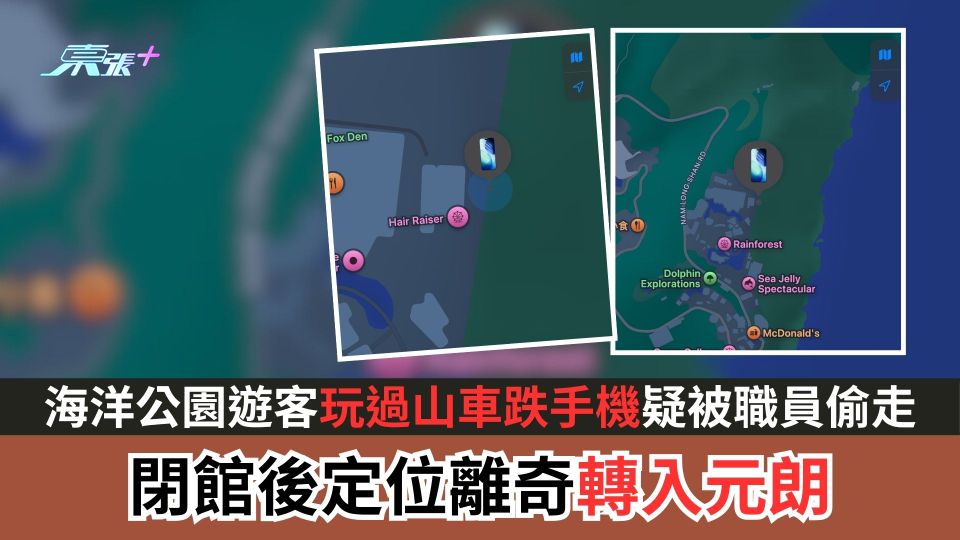 海洋公園遊客玩過山車跌手機疑被職員偷走　閉館後定位離奇轉入元朗