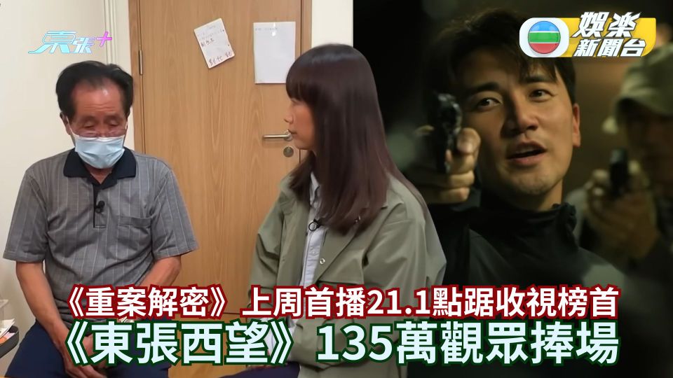 TVB收視丨 《重案解密》上周首播21.1點踞收視榜首 《東張西望》135萬觀眾捧場