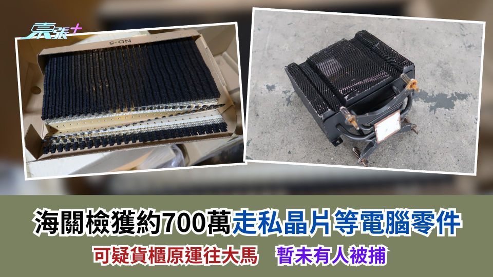海關檢獲約700萬走私晶片等電腦零件　可疑貨櫃原運往大馬　暫未有人被捕